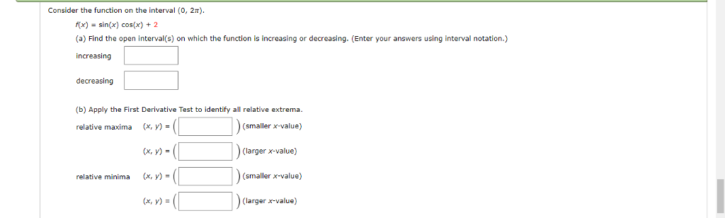 Solved Consider the function on the interval (0, 2π). f(x) = | Chegg.com