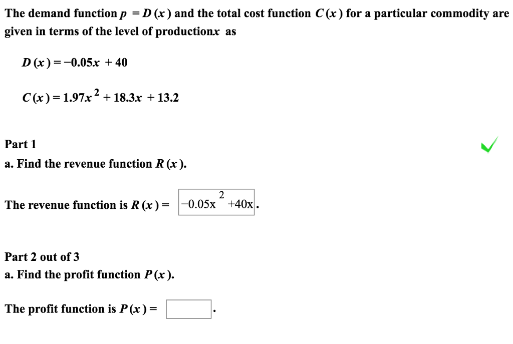 Solved The Demand Function P Dx And The Total Cost 4238