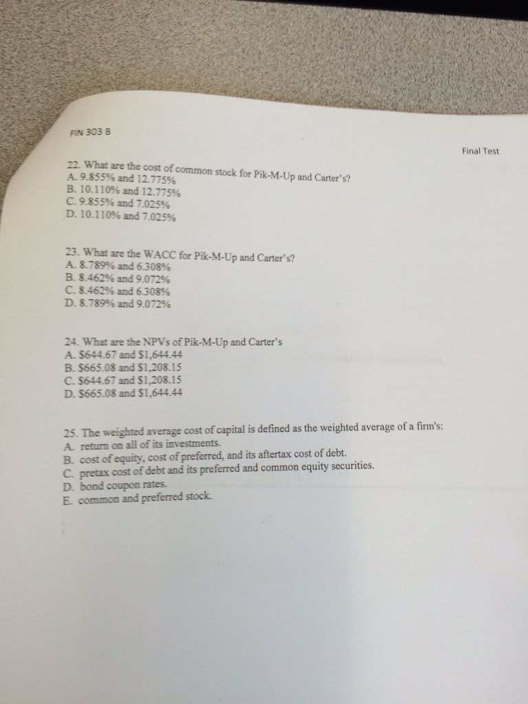 Solved FIN 303 B FIN 303: Financial Management Section B | Chegg.com