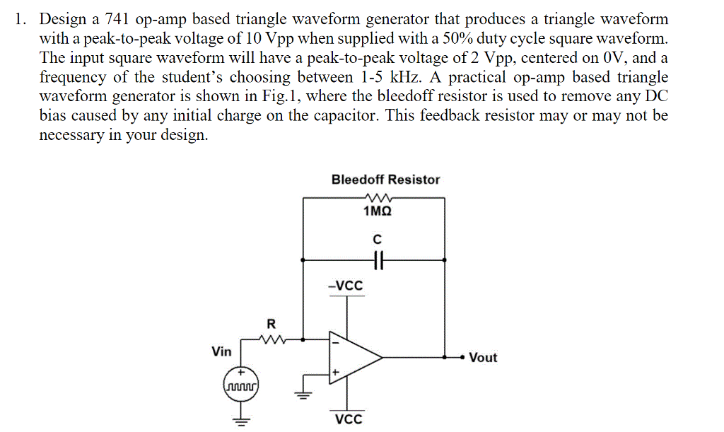 Solved Design an opamp based triangle waveform generator