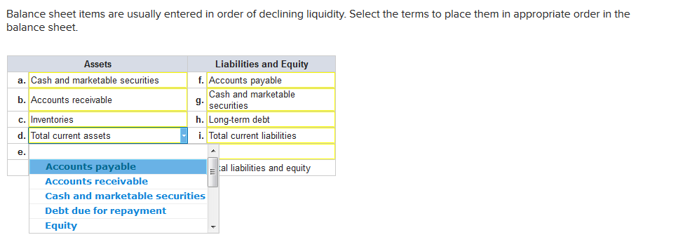 Solved Balance sheet items are usually entered in order of | Chegg.com