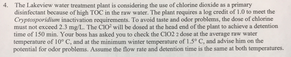 Solved The Lakeview water treatment plant is considering the | Chegg.com