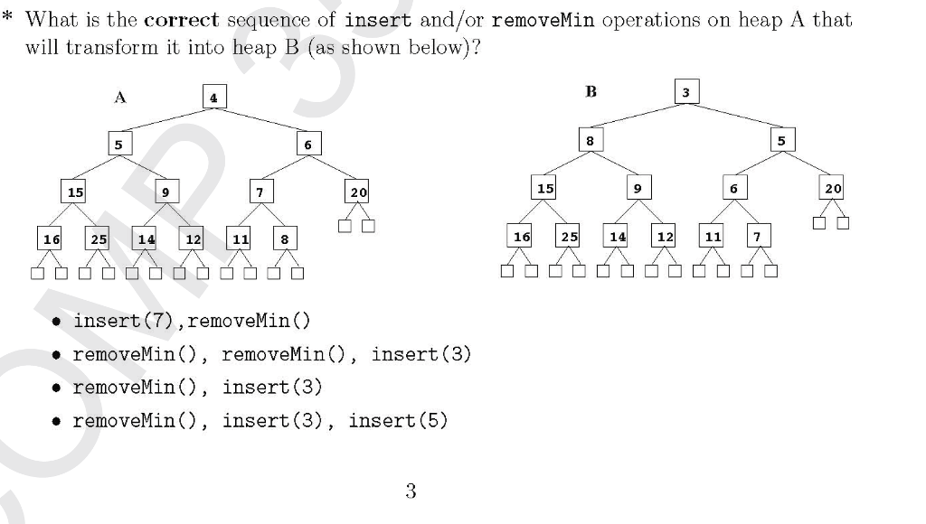 Solved * What is the correct sequence of insert and/or | Chegg.com