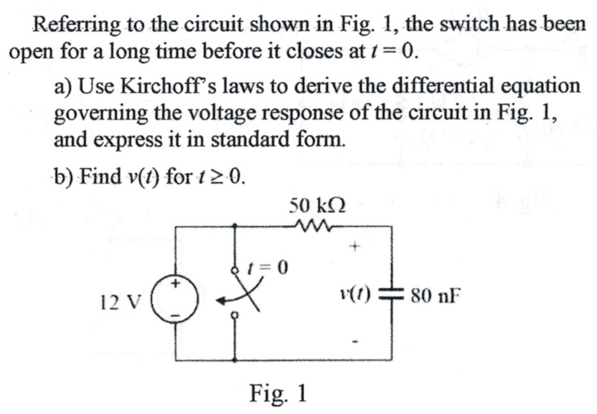 Solved Referring To The Circuit Shown In Fig. 1, The Switch | Chegg.com