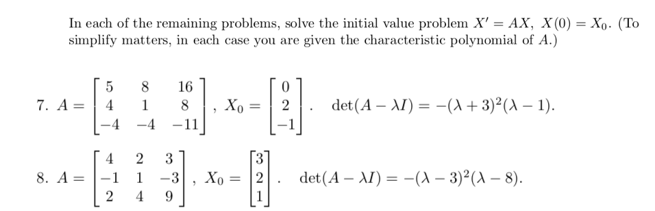 Solved In each of the remaining problems, solve the initial | Chegg.com