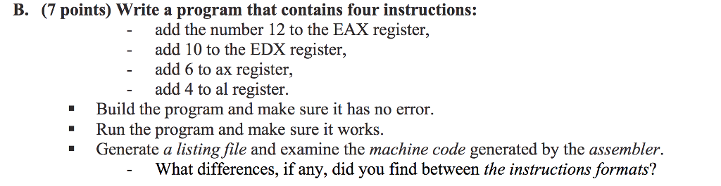 Est 4 Programming Code Sample Solved B. (7 points) Write a program that contains four | Chegg.com