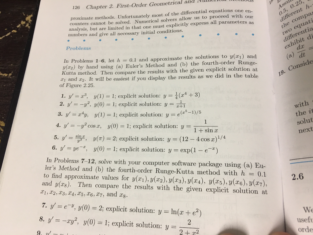 Solved In problems 1 - 6, let h = 0.1 and approximate the | Chegg.com