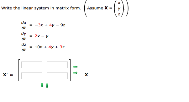 Solved Write the linear system in matrix form. (Assume X = | Chegg.com