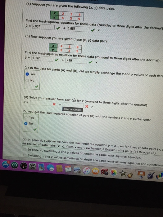 Solved Suppose you are given the following (x, y) data | Chegg.com