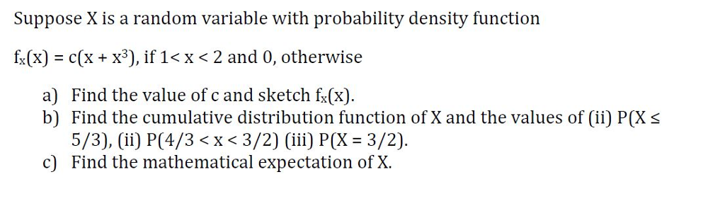 Solved Suppose X is a random variable with probability | Chegg.com