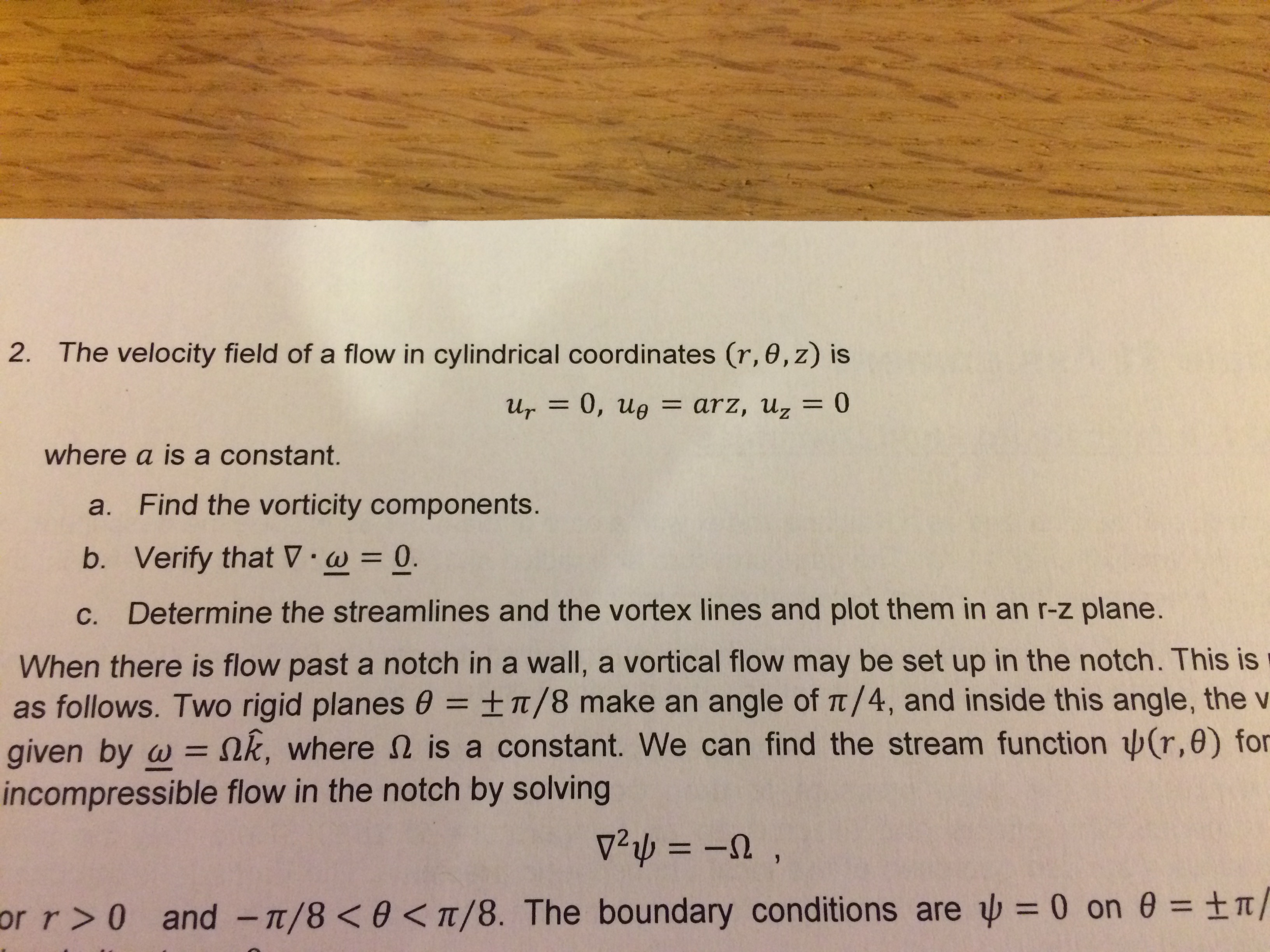 Solved The velocity field of a flow in cylindrical | Chegg.com