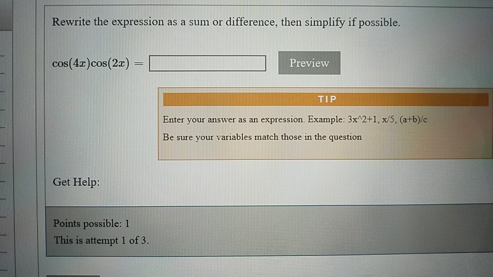 Solved Rewrite the expression as a sum or difference, then | Chegg.com