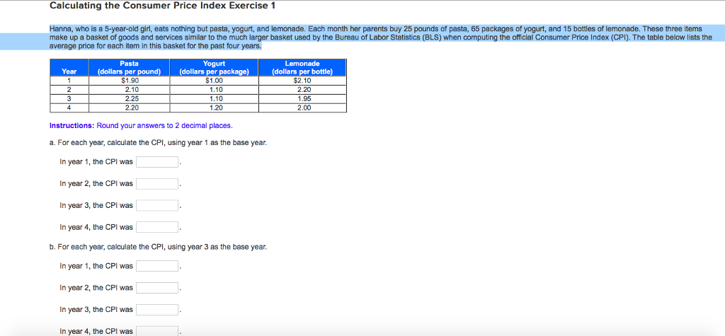 Solved Calculating The Consumer Price Index Exercise 1 | Chegg.com