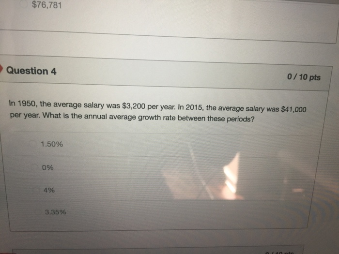 Solved In 1950 The Average Salary Was 3 200 Per Year In Chegg