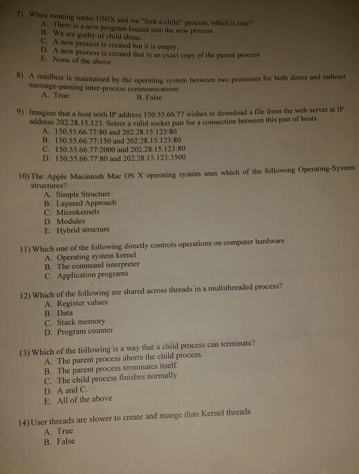 Solved 7) When running under UNIX and we 