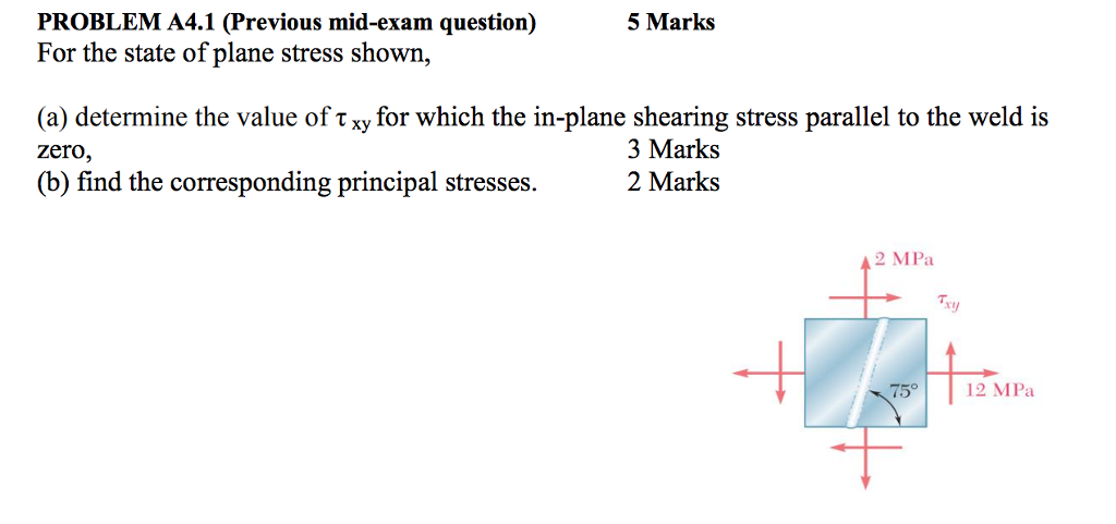 Solved For the state of plane stress shown, (a) determine | Chegg.com