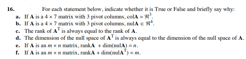 Solved 16. For each statement below, indicate whether it is | Chegg.com