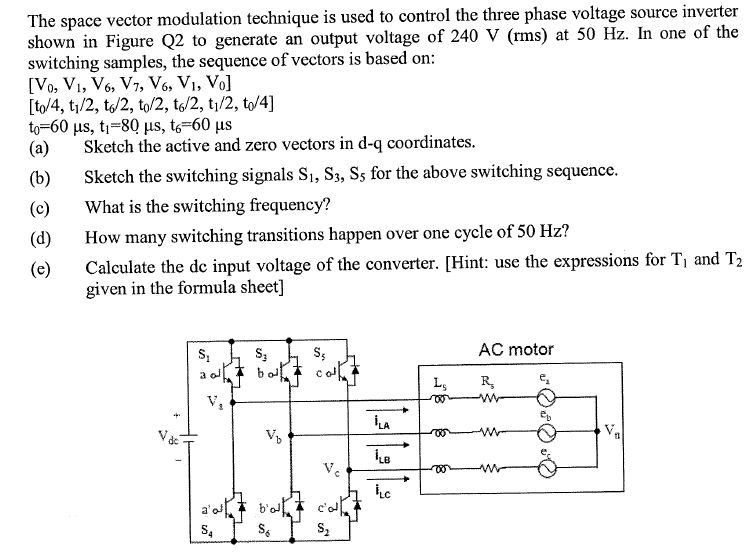 Solved The space vector modulation technique is used to | Chegg.com