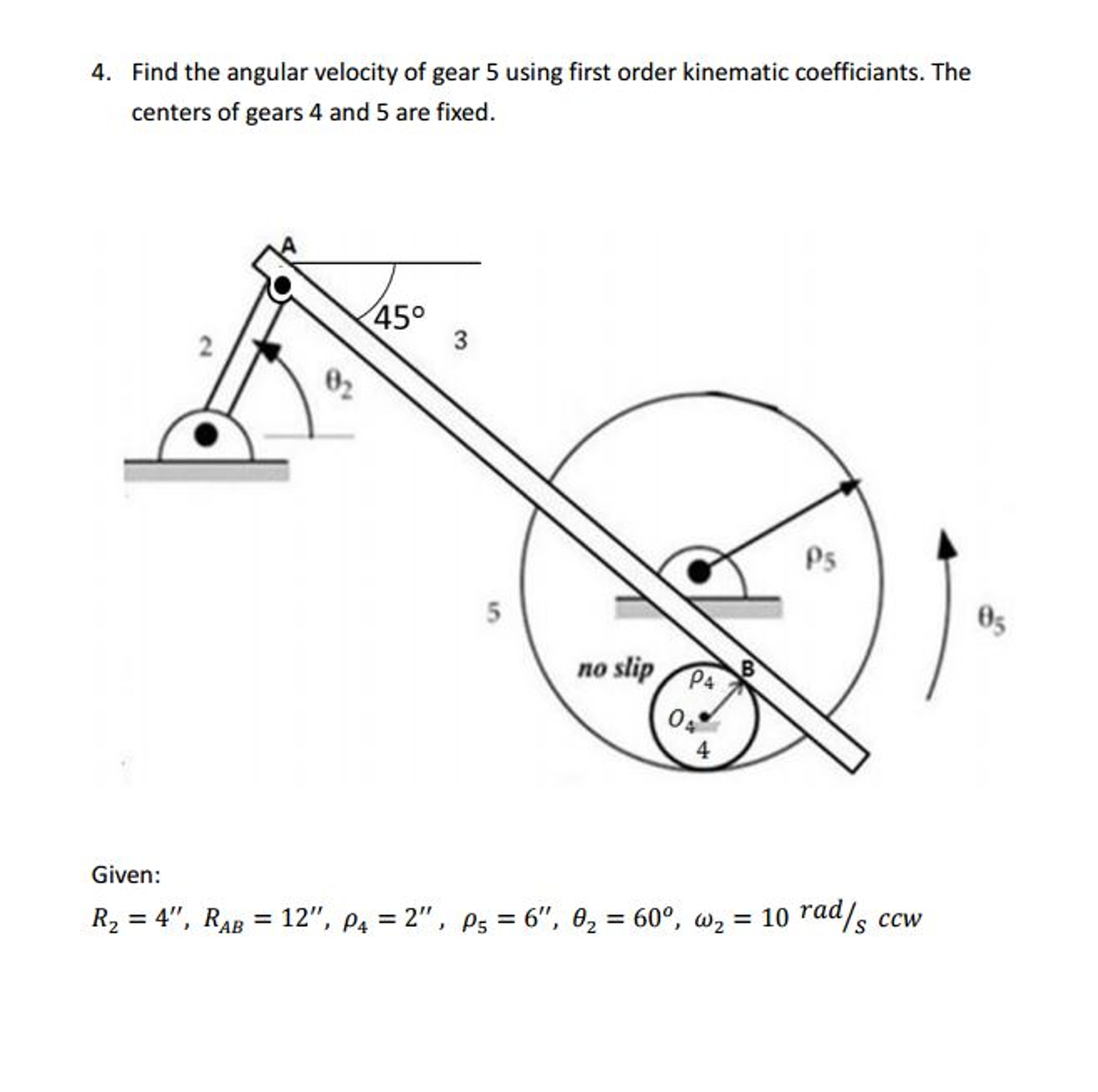Find the angular velocity of gear 5 using first order
