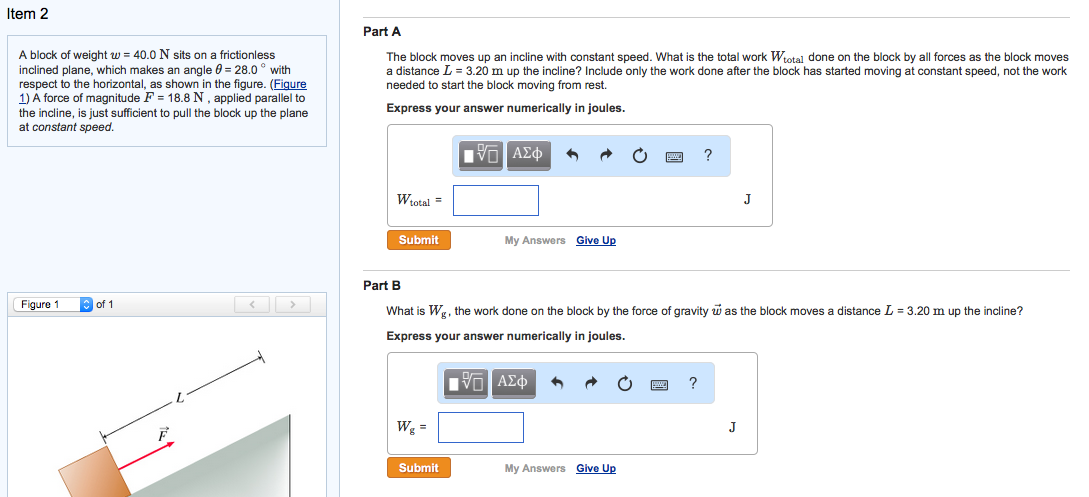 Solved Item 2 Part A A block of weight w = 40.0 N sits on a | Chegg.com
