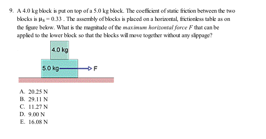 Solved A 4.0 Kg Block Is Put On Top Of A 5.0 Kg Block. The | Chegg.com