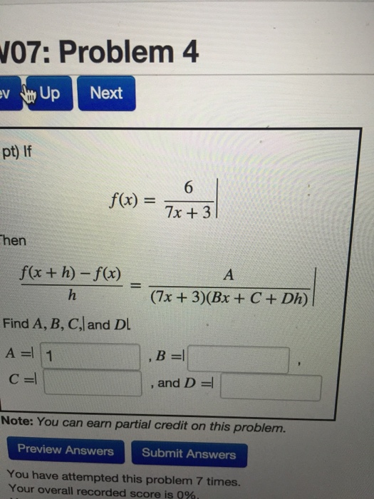 Solved F x 6 7x 3 F x H F x h A 7x 3 Bx Chegg
