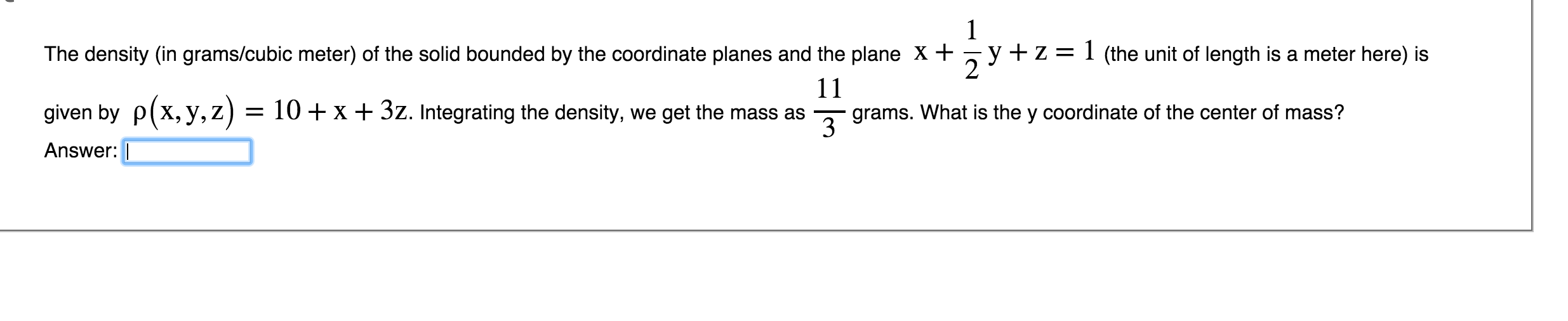 Solved The density (in grams/cubic meter) of the solid