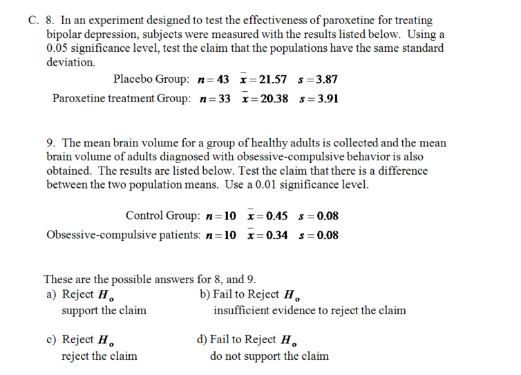 Solved In an experiment designed to test the effectiveness | Chegg.com
