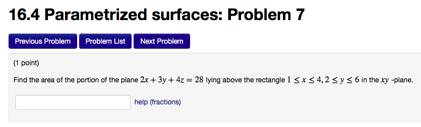 Solved 16.4 Parametrized Surfaces: Problem 7 Previous | Chegg.com