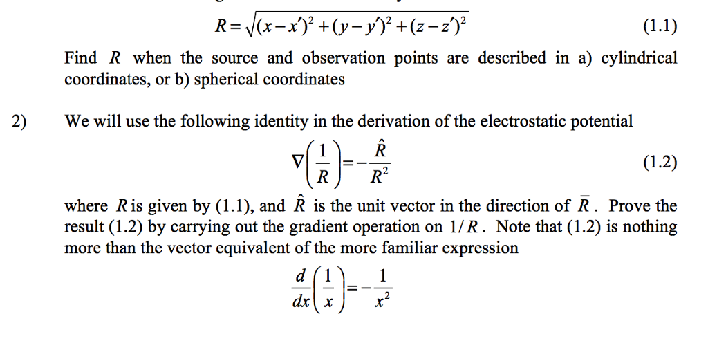 Solved Find R when the source and observation points are | Chegg.com