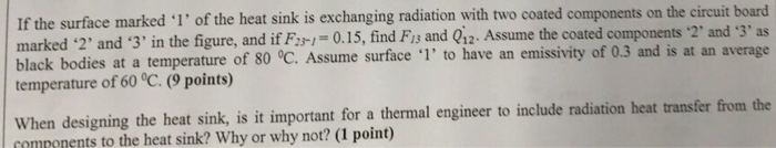 If The Surface Marked '1' Of The Heat Sink Is 