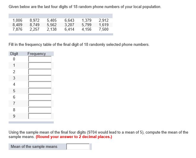 Ongebruikt Solved: Given Below Are The Last Four Digits Of 18 Random KG-02