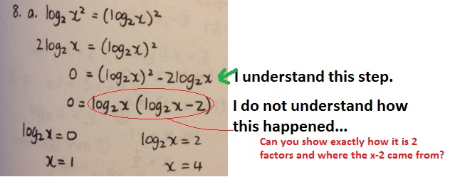 Solved 8. a. log2 x^2 = (log2x)^2 2 log2 x = (log2 x)^2 0 = | Chegg.com