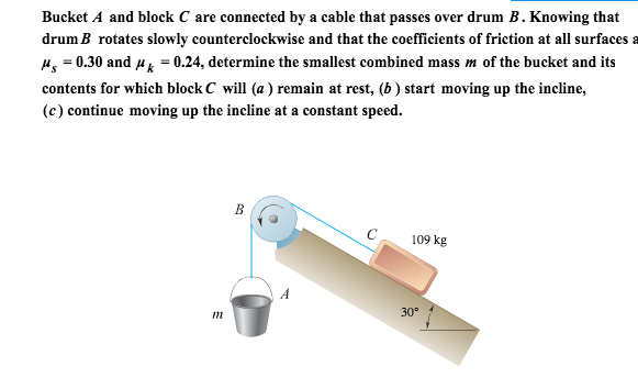 Solved: Bucket A And Block C Are Connected By A Cable That... | Chegg.com