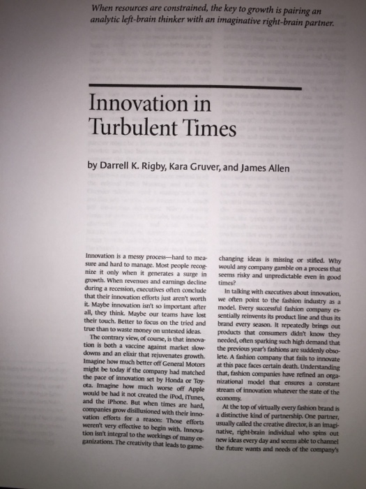 Solved When resources are constrained, the key to growth is