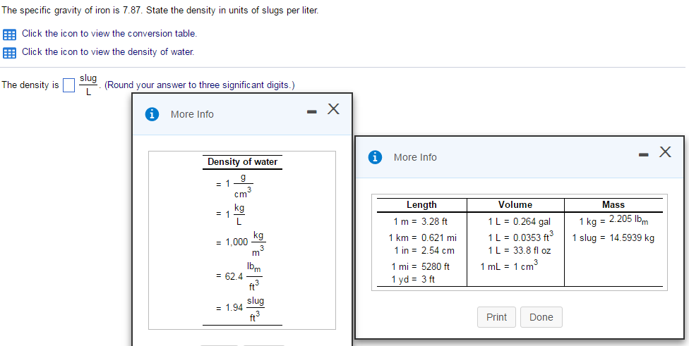 Specific Gravity Unit Conversion Ng 9978