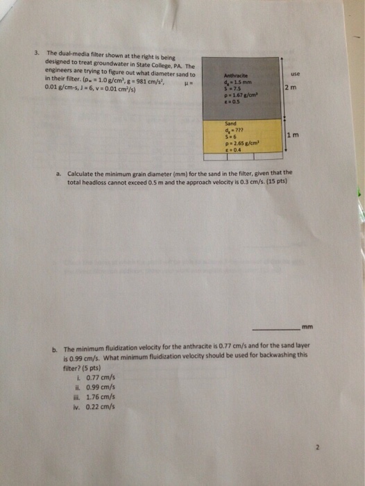Solved WATER AND WASTEWATER TREATMENT QUESTION !