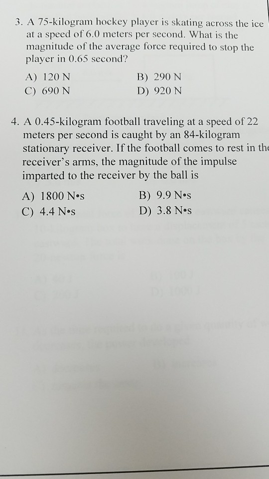 Solved 3. A 75kilogram hockey player is skating across the