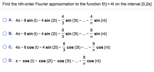 Solved Find the nth-order Fourier approximation to the | Chegg.com