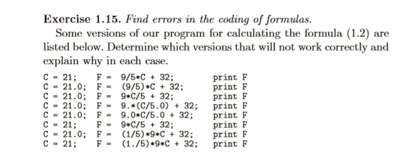 Solved Exercise 1.15. Find errors in the coding of formulas. | Chegg.com