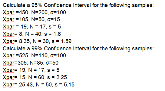 Solved Calculate a 95% Confidence Interval for the following | Chegg.com