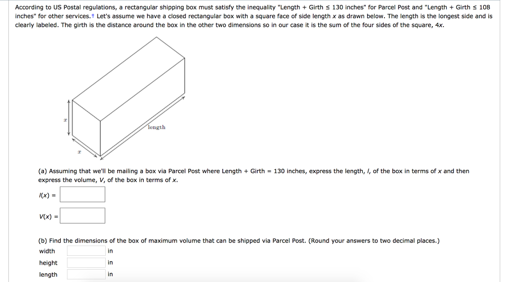 Solved According to US Postal regulations, a rectangular