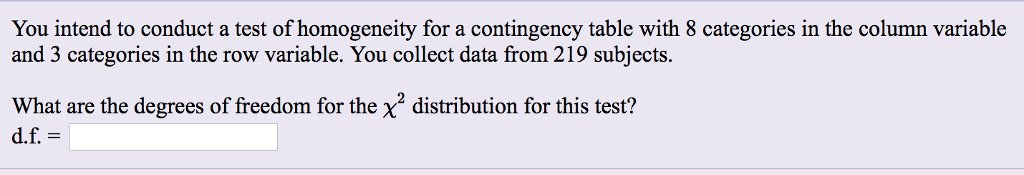 Solved You intend to conduct a test of homogeneity for a | Chegg.com