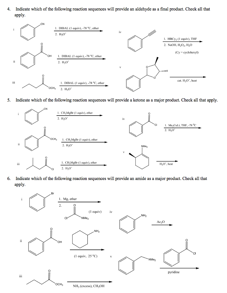 Solved Indicate which of the following reaction sequences | Chegg.com