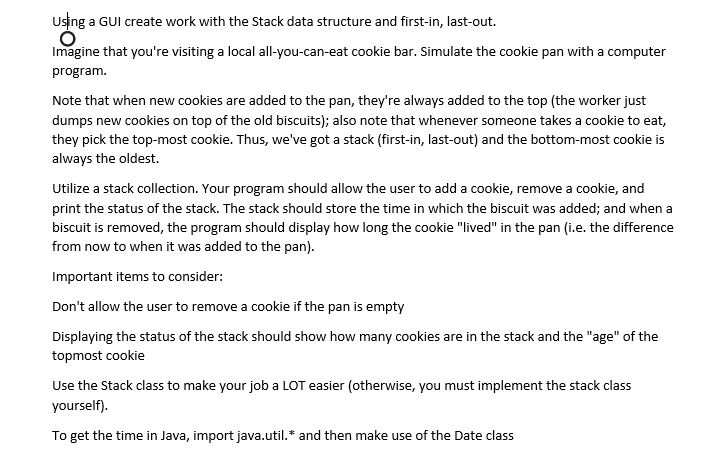 Solved Using a GUI create work with the Stack data structure | Chegg.com