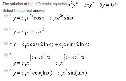 Solved The solution of the differential equation x^2 | Chegg.com