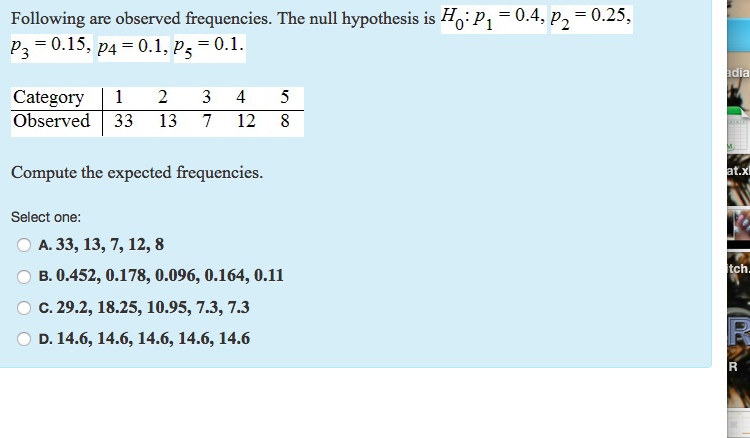 Solved Following are observed frequencies. The null | Chegg.com