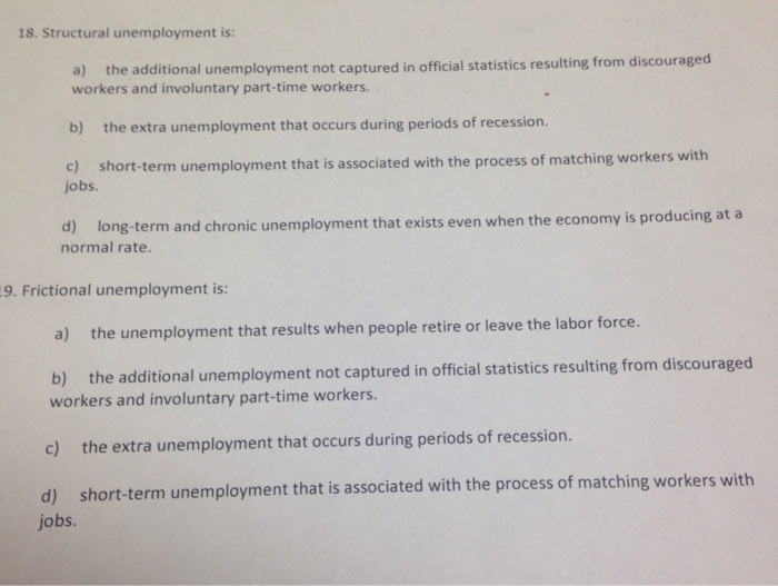 Solved Structural unemployment is a) the additional