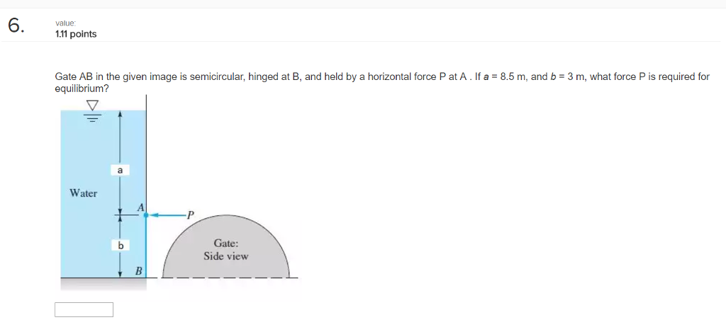 Solved Gate AB in the given image is semicircular, hinged at | Chegg.com