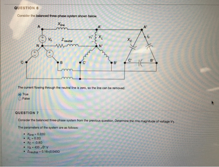 Solved QUESTION 6 Consider The Balanced Three-phase System | Chegg.com